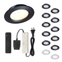 Set LED-inbouwspot met afstandsbediening Modena zwart 3W dimbaar 1-12 stuks - thumbnail