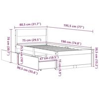 Bedframe met lades massief grenenhout 75x190 cm - thumbnail