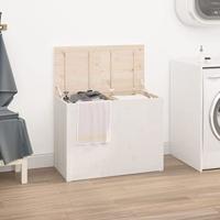 Wasmand 88,5x44x66 cm massief grenenhout wit - thumbnail