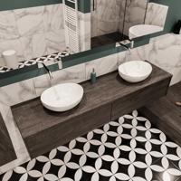 Mondiaz Lush Barco badmeubel eiken Dark brown 180 cm 2 lades mdf 2 waskommen beide zijden zonder kraangat - thumbnail