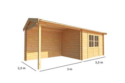 Blokhut, tuinhuisje met overkapping Fenna-Alyssa 650 cm bij 250 cm diep zadeldak 8 Warentuin Collection - Warentuin collection