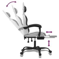 Gamestoel met voetensteun kunstleer wit en zwart - thumbnail