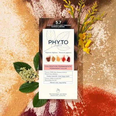 Phytocolor Permanente Haarkleuring 5.7 Chatain Clair Marron Intense en Natuurlijke Kleur