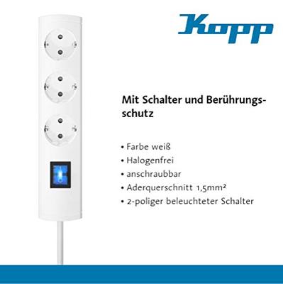 Kopp 232702019 Stekkerdoos met schakelaar 3-voudig Wit Randaarde stekker 1 stuk(s) Kopp 232702019 Stekkerdoos met schakelaar 3-voudig Wit Randaarde stekker 1 stuk(s)