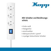 Kopp 232702019 Stekkerdoos met schakelaar 3-voudig Wit Randaarde stekker 1 stuk(s) - thumbnail
