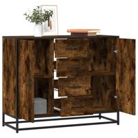 Dressoir 92x35x76 cm bewerkt hout gerookt eikenkleurig - thumbnail