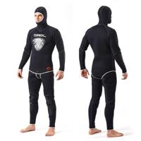 SLINX 1301 2 in 1 5mm neopreen Super elastische slijtvaste warme lange mouwen Split wetsuit set voor mannen met kap - thumbnail