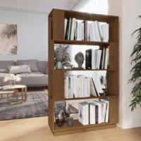 Boekenkast/kamerscherm 80x25x132 cm massief hout honingbruin - thumbnail