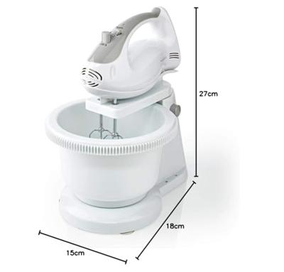 Nedis kahm110cwt handmixer 200 w 5-snelheden turbo-functie draaikom / 2 deeghaken / 2 kloppers grijs / wit Nedis kahm110cwt handmixer 200 w 5-snelheden turbo-functie draaikom / 2 deeghaken / 2 kloppers grijs / wit