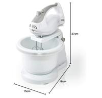 Nedis kahm110cwt handmixer 200 w 5-snelheden turbo-functie draaikom / 2 deeghaken / 2 kloppers grijs / wit - thumbnail