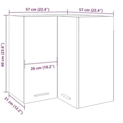Hanghoekkast Lyon 57x57x60 cm bewerkt hout artisanaal eikenkleur