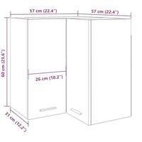 Hanghoekkast Lyon 57x57x60 cm bewerkt hout artisanaal eikenkleur - thumbnail