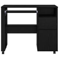 Bureau met Wielen Zwart Eiken 91 x 50 x 77 cm Bewerkt hout - thumbnail