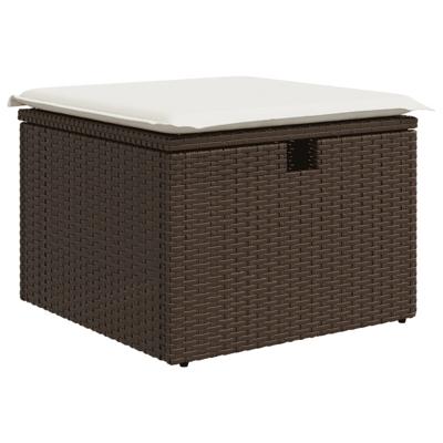 6-delige Loungeset met kussens poly rattan bruin - thumbnail