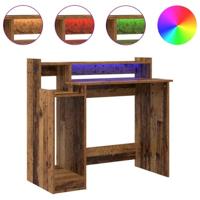 Bureau met bureaulampen Oud hout 97 x 45 x 90 cm Bewerkt hout - thumbnail