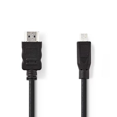 Nedis High Speed HDMI-Kabel met Ethernet | HDMI Connector | HDMI Micro-Connector | 4K@30Hz | 10.2 Gbps | 2.00 m | Rond | PVC | Zwart | Doos - Nedis High Speed HDMI-Kabel met Ethernet | HDMI Connector | HDMI Micro-Connector | 4K@30Hz | 10.2 Gbps | 2.00 m | Rond | PVC | Zwart | Doos -