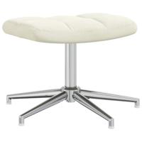 Relaxstoel met voetenbank fluweel crmewit - thumbnail