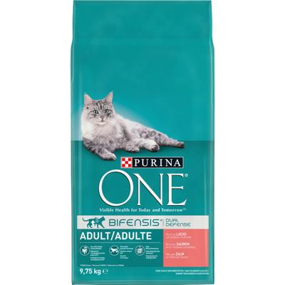 PURINA ONE Bifensis droogvoer voor volwassen katten met zalm en volkoren granen, zak van 9,75 kg