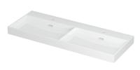 Wastafel Urban Porselein dubbel met 2 kraangaten 120 cm x 45 cm x 8 cm Glans wit 0201121 - thumbnail