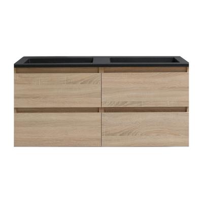 Badkamermeubel BWS Pepper Acryl Wastafel Mat Zwart Zonder Kraangat 120x55x46 cm Eiken Badkamermeubel BWS Pepper Acryl Wastafel Mat Zwart Zonder Kraangat 120x55x46 cm Eiken