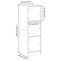 Hoge kast met glazen deuren 35x37x109 cm betongrijs - thumbnail