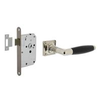Set loopslot rvs met deurkruk Ton basic op rozet 38x38mm nikkel - thumbnail