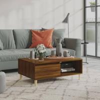 Salontafel 90x60x35 cm bewerkt hout bruin eikenkleur - thumbnail