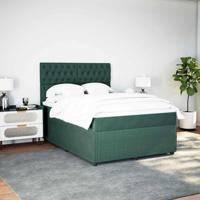 Boxspring met matras fluweel donkergroen 160x200 cm - thumbnail
