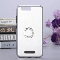 Huawei P10 Geborsteld metaal structuur TPU + kunststof back cover Hoesje met ring houder (zilverkleurig) - thumbnail