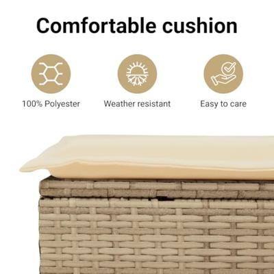 11-delige Tuinset met kussens poly rattan beige - thumbnail
