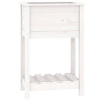 VidaXL Plantenbak met schap 54x34,5x81 cm massief grenenhout wit - thumbnail
