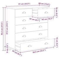 Ladekast ASKIM Wit 91 x 40 x 95,5 cm Massief grenenhout - thumbnail
