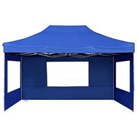 Partytent inklapbaar met wanden 4,5x3 m aluminium blauw - thumbnail