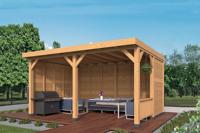 Tuindeco Wezep overkapping 500x400 cm ongezaagd houtpakket Lariks/Douglas blank- Plat dak- Onbehandeld lariks Douglas hout- Tuindeco - thumbnail