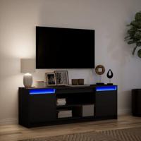 Tv-meubel met LED 139,5x34x50 cm bewerkt hout zwart - thumbnail