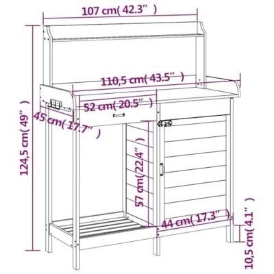 VidaXL Oppottafel met kast 110,5x45x124,5 cm massief vurenhout VidaXL Oppottafel met kast 110,5x45x124,5 cm massief vurenhout