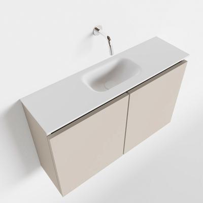 MONDIAZ TURE 80cm toiletmeubel linen. EDEN wastafel talc midden geen kraangat