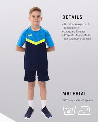 JAKO 6124K T-Shirt Iconic Kids - Marine Jako-Blauw/Fluogeel - 116