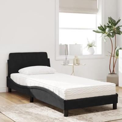 Bed met matras "Dover" fluweel zwart 90x200 cm