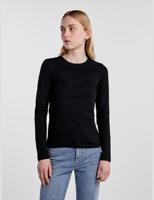 Dames ondershirt lange mouw - Long Tee - Katoenen T-shirt lange mouwen - Wit - Zwart - thumbnail