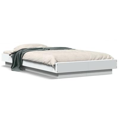 Bedframe bewerkt hout wit 75x190 cm - thumbnail