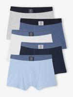 Set van 5 effen boxershorts voor jongens blauw - thumbnail
