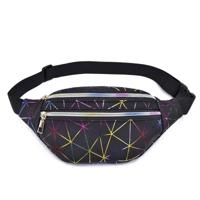 Laser patroon PU lederen taille tassen vrouwen Fanny Pack enkele Schoudertas (zwart) - thumbnail