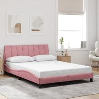 Bedframe met LED-verlichting fluweel roze 140x190 cm - thumbnail
