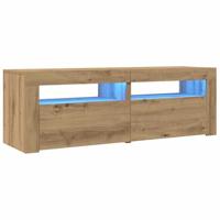 Tv-meubel met LED 120x35x40 cm bewerkt hout artisanaal eiken - thumbnail