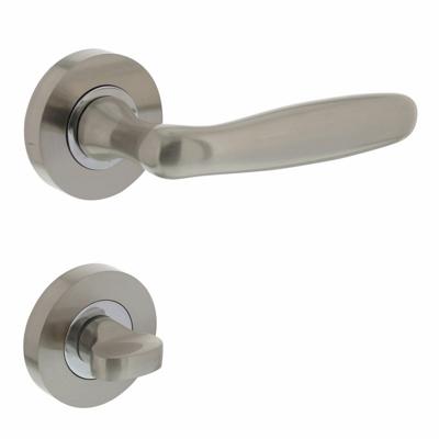 Intersteel Deurkruk Bjorn op rozet met toilet-/badkamersluiting - nikkel mat