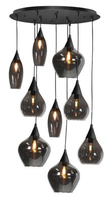 Highlight HanglampCambio zwart 9-lichts smoke glas - H5869.01