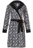 Dames badjas zwart wit motief-m - thumbnail