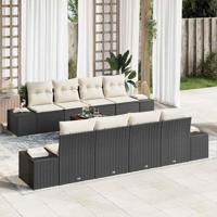 Tuinbankenset met kussen 9 pcs Zwart poly rattan - thumbnail