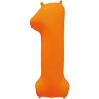 Folieballon Cijfer 1 Neon Oranje (86cm) - thumbnail